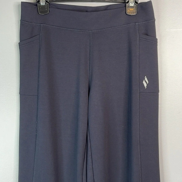 Skechers Restful High Waist Wide Straight Leg Pants Pockets Midnight Blue M - Picture 3 of 12